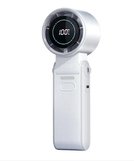 Portable Handheld USB Rechargeable Folding Fan with Digital Display and Adjustable Wind Speed