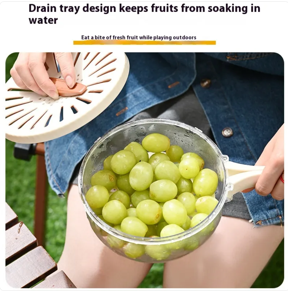 Foldable Fruit & Vegetable Washing Basket with Lid – Drain Bowl, Colander, and Crisper for Kitchen