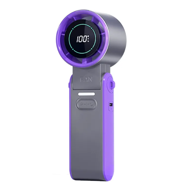 Portable Handheld USB Rechargeable Folding Fan with Digital Display and Adjustable Wind Speed