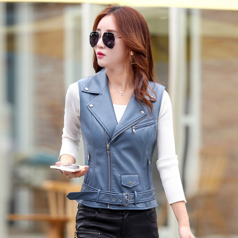 2016 Women's Sleeveless Leather Motorcycle Vest