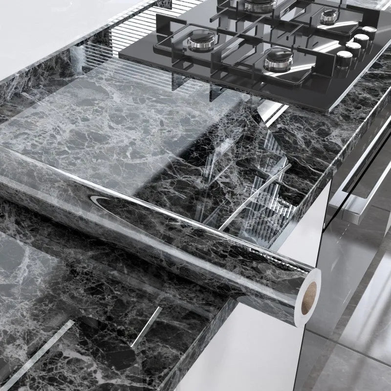 Marbling Thickened Self-adhesive Waterproof Anti-oilproof Wall Kitchen Cabinet Stickers