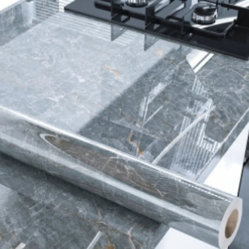 Marbling Thickened Self-adhesive Waterproof Anti-oilproof Wall Kitchen Cabinet Stickers